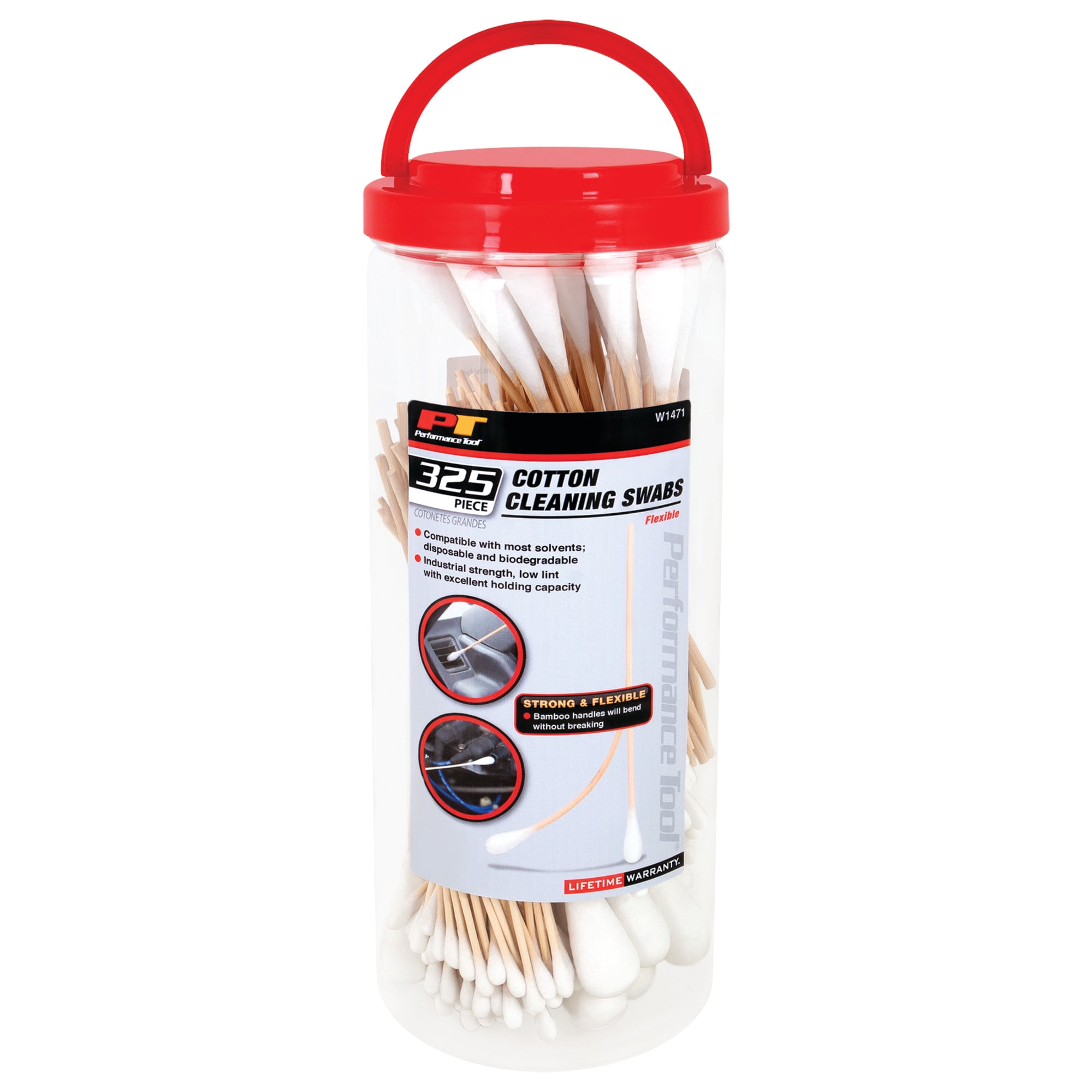 Performance Tool W1471 325 pc. Cotton Cleaning Swabs Set for Precise Cleaning of Delicate Surfaces, Electronics, and Optics