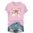 thumbnail image 3 of TaTaai Women's Valentine's Day T-Shirt, Soft Cotton Lightweight, Relaxed Fit, Short Sleeve Round Neck, Bow Printed, Casual Trendy, Holiday Daily Spring Wear Multi-Color Gift, 3 of 6
