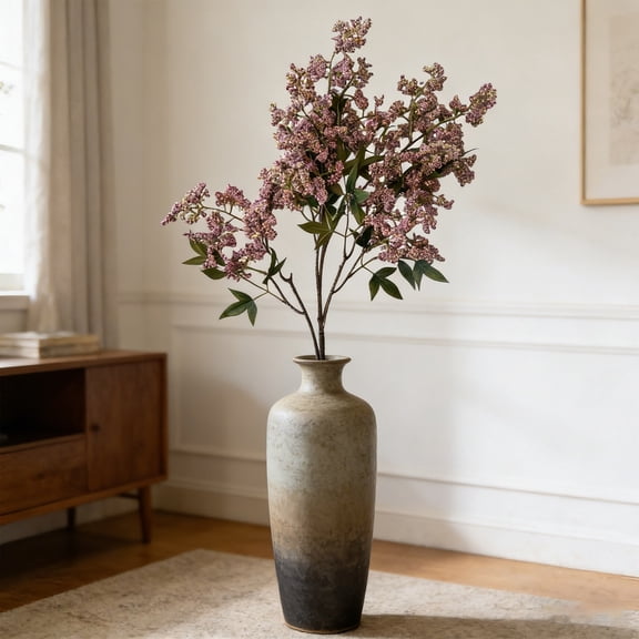 Artificial Purple Berry Stem 35 Inch Spring Flowers Picks Branches Realistic Sedum Stem Spray For Wedding Holiday Seasonal Farmhouse Mantel Harvest Diy Home Decorations