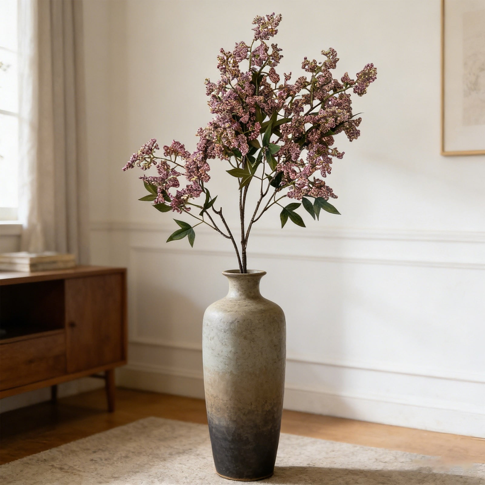 Artificial Purple Berry Stem 35 Inch Spring Flowers Picks Branches Realistic Sedum Stem Spray For Wedding Holiday Seasonal Farmhouse Mantel Harvest Diy Home Decorations