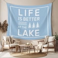 thumbnail image 2 of Blue Tapestry for Bedroom Wall Hanging Tapestry, Mountain Forest Tree Life Is Better at The Lake Ceiling Backdrop Tapestries Poster Blanket Wall Decor for Teens Room Living Room Dorm 59" x 79", 2 of 8