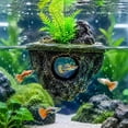thumbnail image 5 of Floating Aquarium Rock Cave Ornament, 6.3x5.1in Artificial Moss Floating Stone Fish Tank Decor with Simulated Green Plants, 5 of 7
