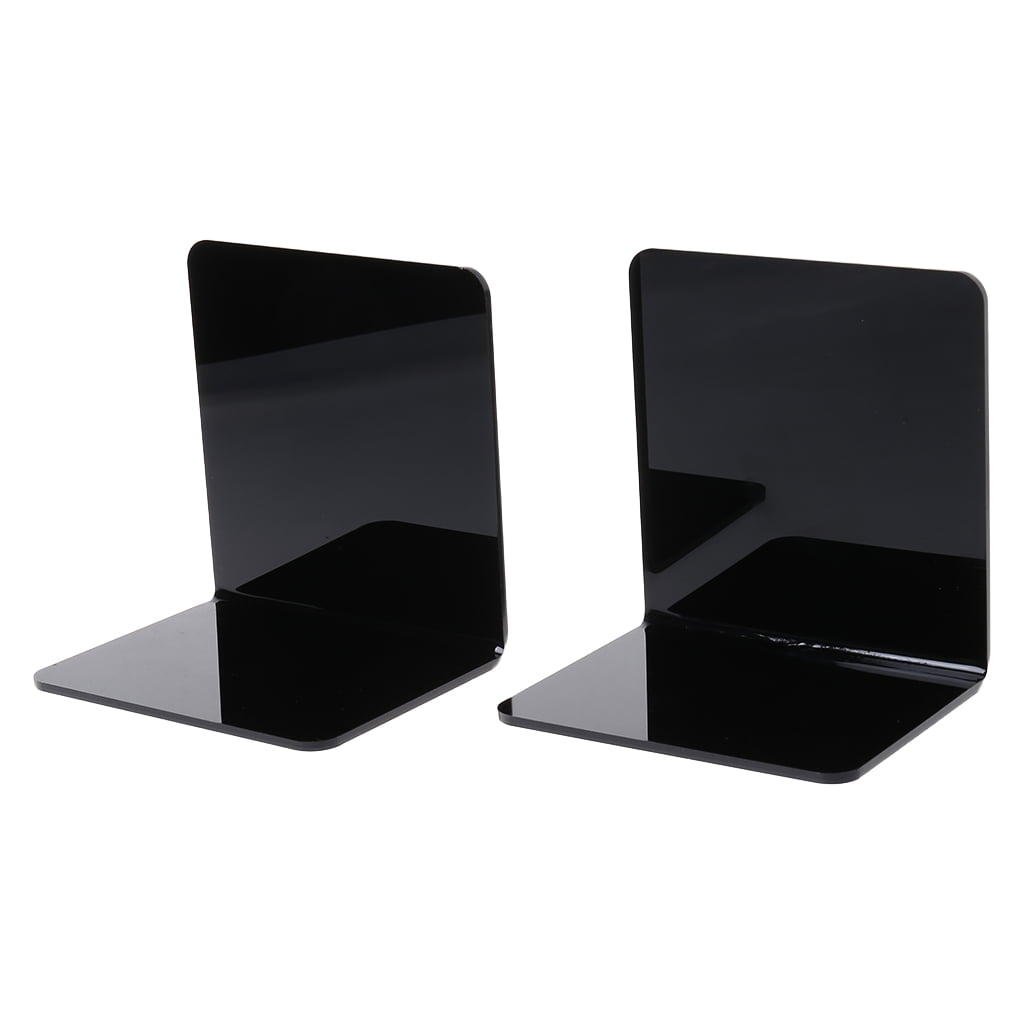 2Pcs Acrylic Bookends L-shaped Desk Organizer Book Stand Holder School Office 