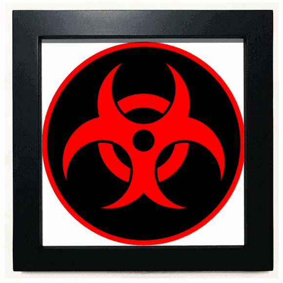 Red nuclear Checal Radiation Symbol Black Square Frame Picture Wall Tabletop