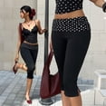 thumbnail image 3 of Evdexr Capri Leggings Women Low Rise Yoga Knee Length Trousers Polka Dots Cropped Casual Pants Trendy 2026 Soft Slacks with Pockets Black L, 3 of 8