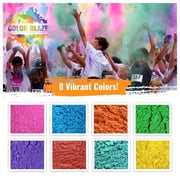 Color Blaze 25 Holi Color Powder Packets - 75 g Each - Pink, Red, Orange, Yellow, Green, Teal, Blue, Purple - For Toss, Rangoli, Fun Run, War, Party & Festival