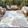 thumbnail image 2 of Blue Beige Coastal Outdoor Rug 3x5 Ft - Reversible Patio Rug Outdoor Camping Rugs, Summer Lobster Coral Nautical Washable Indoor Outdoor Area Rugs, Non-Slip Outdoor Carpet Runner for Deck/Porch, 2 of 8