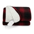 thumbnail image 1 of Sunbeam Electric Heated Throw Blanket Microplush Reverse Faux Shearling 4 Heat Settings Auto-Off Red Buffalo Plaid 50 x 60, 1 of 15