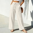 thumbnail image 2 of SROBPTY Fall Winter Plus Size Womens Pants Solid Drawstring High Waist Wide-Leg Bottoms with Pocket, 2 of 5