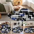 thumbnail image 5 of Round Rugs 5 Ft, Navy Blue Black Geometric Non Slip Area Rugs for Kitchen Bedroom Entryway, Modern Color Block Abstract Washable Carpet Runner Rug Floor Mats for Bedroom Home Decor, 5 of 8