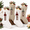 Khaki and White, variant on White 18 Inch Large Cable Knit Christmas Stockings with Wooden Name Tags, 4 Pack