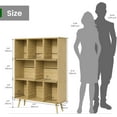thumbnail image 2 of Hyxoo 8 Cube Shelf, 3-Tier Open Wooden Bookshelf with Legs, Floor Standing Office Bookshelf, Wooden Bookcase for Office Furniture, Cubby Storage Organizer for Living Room/Bedroom/Home, Natural, 2 of 8