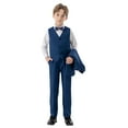 thumbnail image 4 of MKOSPLRT Boy's 5 Pieces Tuxedos Toddler Formal Suits Set Kids Slim Fit Suit for Weddings Blazer Vest Pant Suit Tuxedo Set with Shirt Ties, 4 of 9