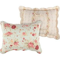 Greenland Home Fashions Antique Rose Traditional Cotton Pillow Sham, Blue, King 20x36-inch