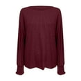 thumbnail image 4 of Workout Tops for Women Fall Long Sleeve Solid Color Chic Ruched Women'S Blouses Shirts Brick Red L, 4 of 4