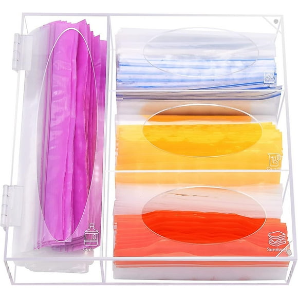 Bag Storage Organizer, Acrylic Food Storage Bag Organizer, Clear Bag Storage Organizer For Solimo, Hefty, Glad, Suitable For Gallon, Slider Quart, Fre