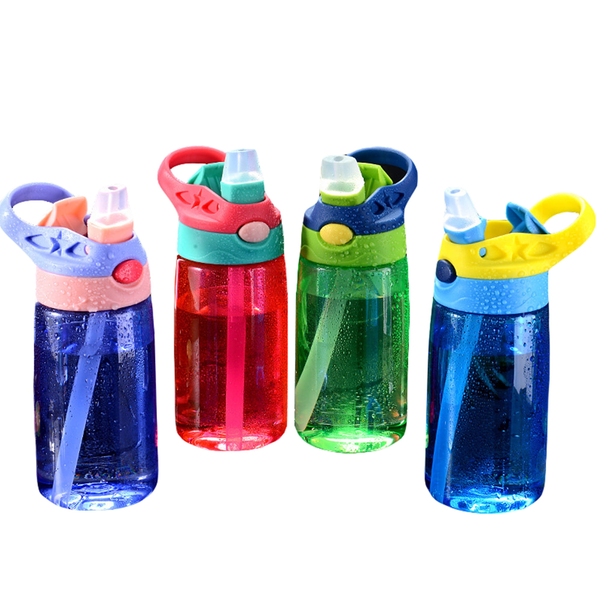 Kids Water Bottle Straw Toddler Water Drinking Bottle Portable Sport Kettle  With Carrying Loop Children Water Cup Leak Proof Sports Drinking Sippy Cup