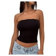 thumbnail image 2 of Women Tube Tops Strapless Shirt Summer Outfits Bandeau Basic Crop Top Y2k Going Out Black S, 2 of 7
