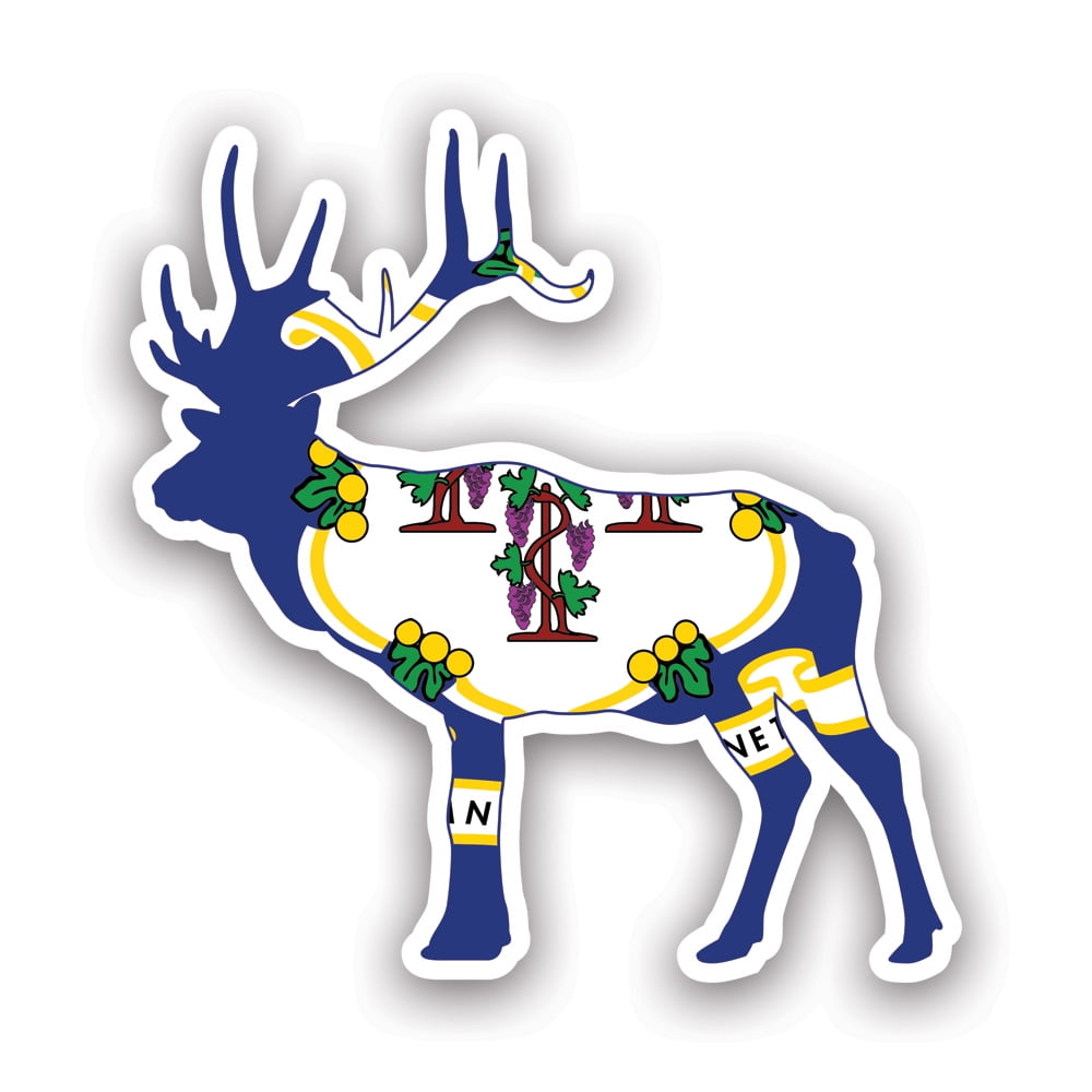 Connecticut Deer Shaped Flag Sticker Decal Self Adhesive Vinyl