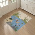 thumbnail image 3 of ODIKA 3'x5' Washable Area Rug Non-Slip, Flatweave, Easy Care Blue Pastel Serene Nature-Inspired Design Featuring Waterfowl and Flora in a Calm for Hallway, Laundry Room, 3 of 7