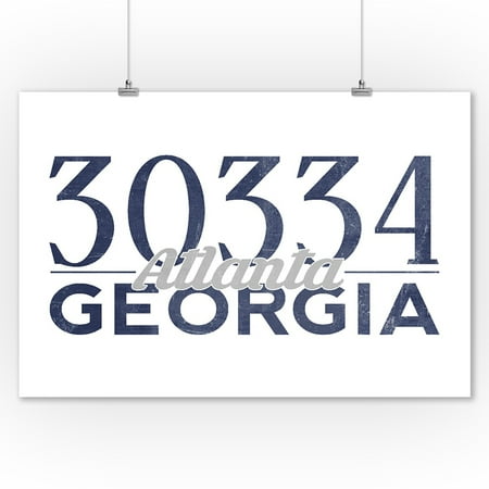 Atlanta, Georgia - 30334 Zip Code (Blue) - Lantern Press Artwork (9x12 Art Print, Wall Decor Travel (Best Zip Codes In Atlanta Ga)