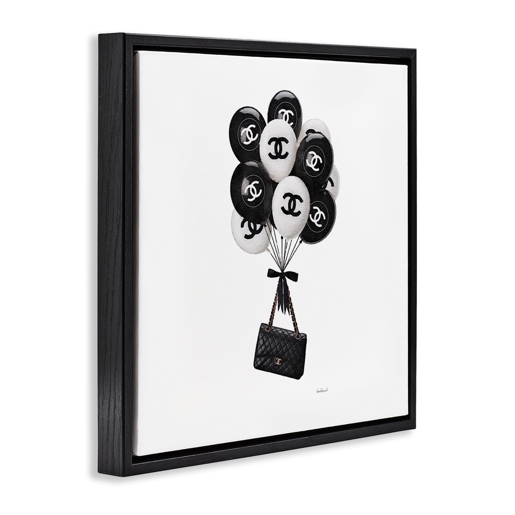 Stupell Industries Chic Balloons & Purse Black Framed Floater Canvas Wall Art, design by Amanda Greenwood