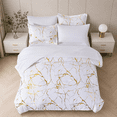 thumbnail image 2 of Flymme White Marble Comforter Sets King Size 7 Pieces Bed in a Bag for Bedroom Gold Comforter Set with Sheets Luxury Soft Microfiber Bed Set for All Season, 2 of 9