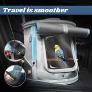 Small to Medium Birds Carrier Cage, Portable Handle Cylindrical Bird House with Metal Tray and Two (2) Wooden Stand Perch, Front Shade with Clear View