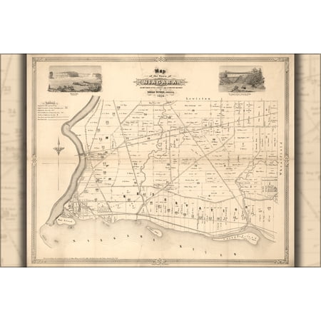 24"x36" Gallery Poster, Map of Niagara new york niagra falls 1854