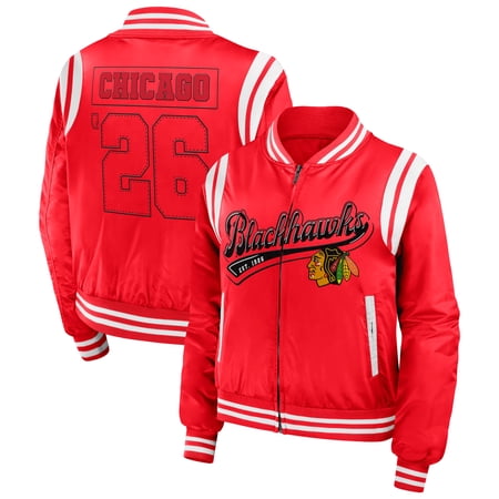 Women s WEAR by Erin Andrews Red Chicago Blackhawks Baller Full-Zip Bomber Jacket