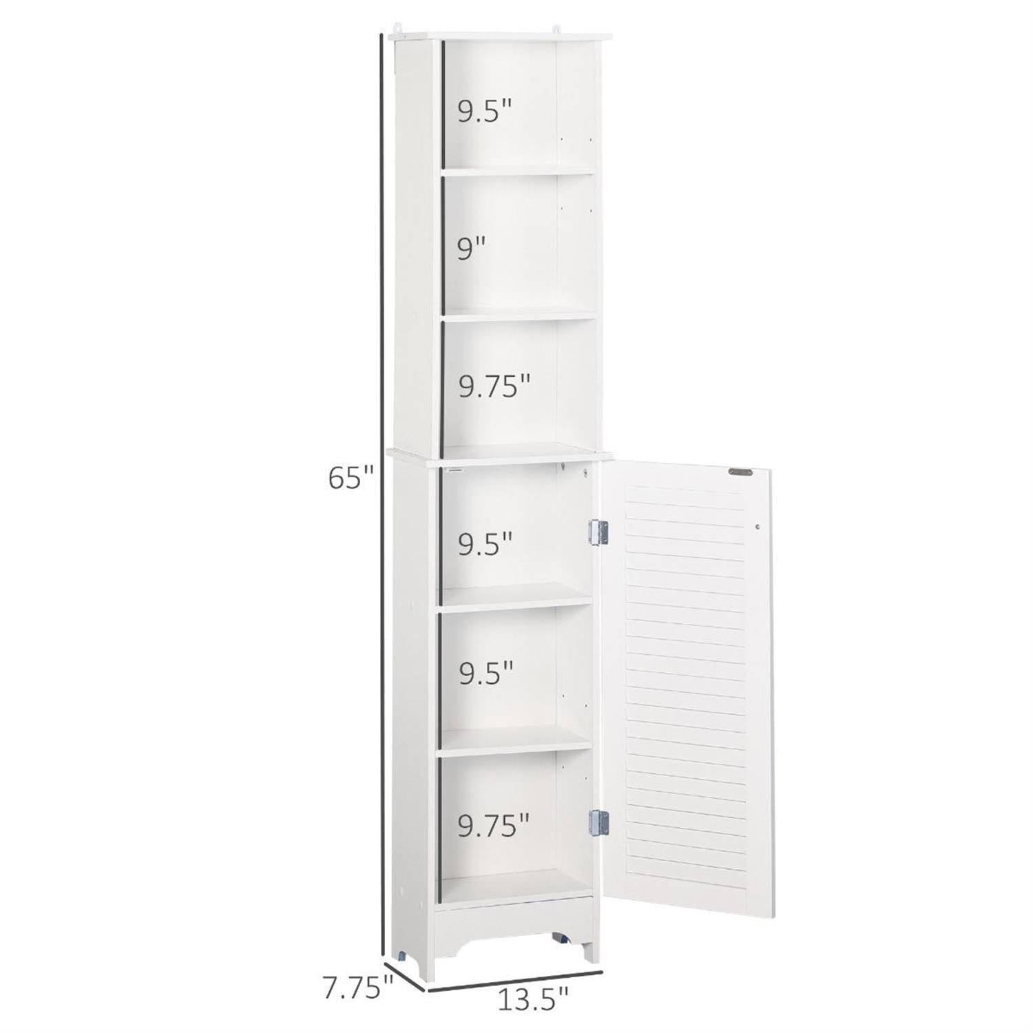 Demi Bonn 65" Tall Bathroom Storage Cabinet with Adjustable Shelves and Cupboard, Linen Tower for Organizing, White
