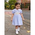 thumbnail image 6 of BemeyourBBs Toddler Baby Girl Back To School Dress Kids Kindergarten Outfits Little Baby Girl Summer Smocked Dress Gingham Plaid Apple Embroidered Short Sleeve Casual A-line Dresses, 6 of 9