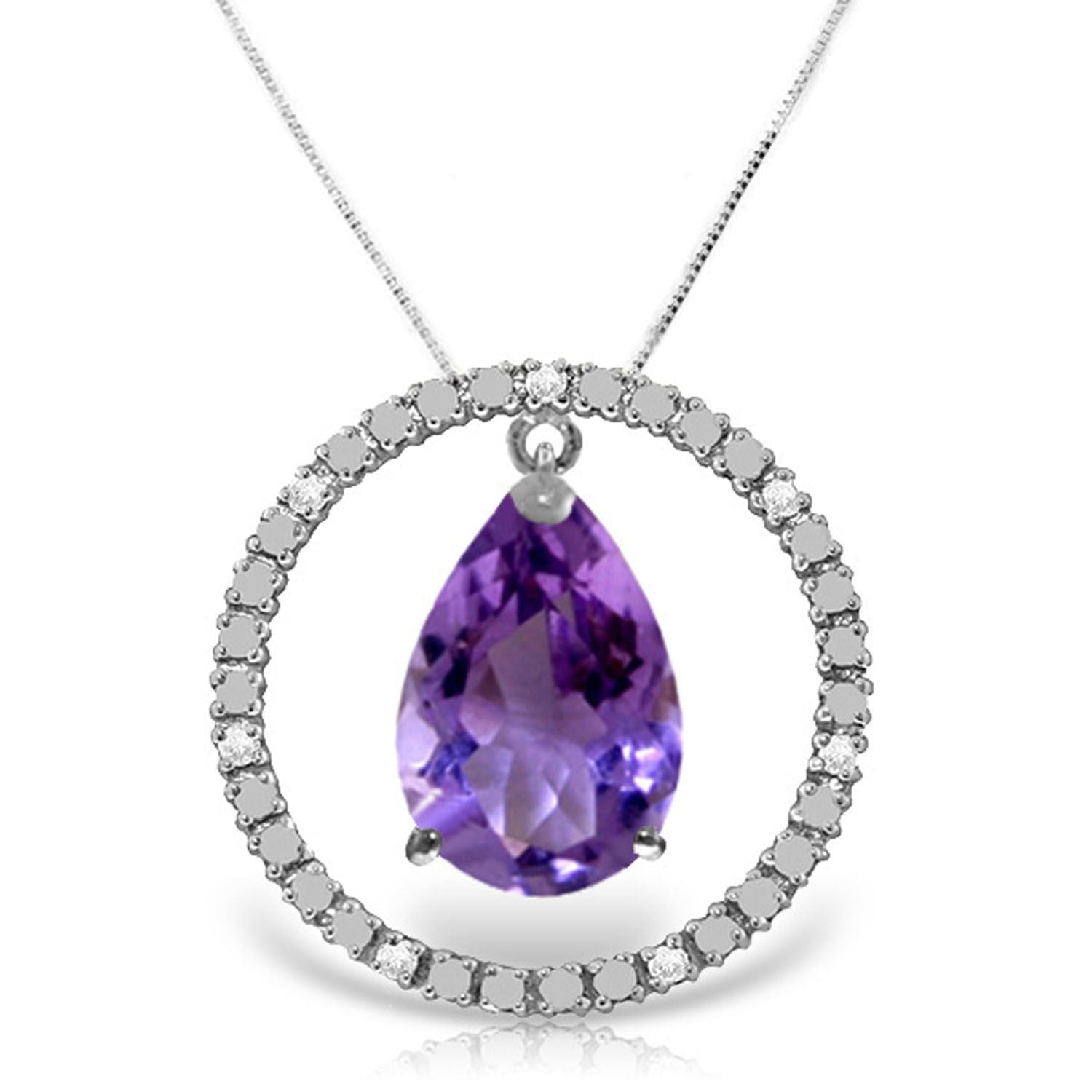 ALARRI 7 Carat 14K Solid Gold Love All Amethyst Necklace with 20 Inch Chain Length