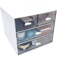 thumbnail image 3 of Organizador de Maquillaje, Organizador de Escritorio con 4 Cajones, Organizador de ArtíCulos , Organizador de CosméTicos, Mostrador de BañO, Blanco, 3 of 5