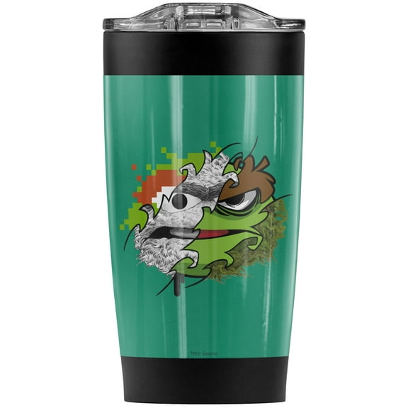 Sesame Street/Split Oscar The Grouch Stainless Steel Tumbler 20 oz Coffee Travel Mug/Cup, Vacuum Insulated & Double Wall with Leakproof Sliding Lid | Great for Hot Drinks and Cold Beverages