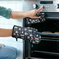 thumbnail image 2 of Dark Blue Princess Castle Pattern Kitchen Oven Mitt and Pot Holder Sets 2 Pcs for Baking, Cooking and Grilling, Heat Resistant Up To 392 °F, 2 of 7