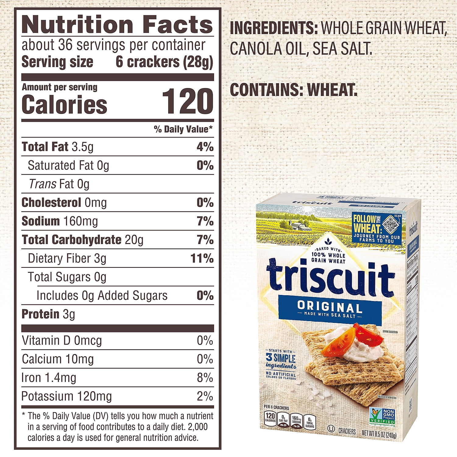 Triscuit Original Whole Grain Wheat Vegan Crackers, 4 pk./8.5 oz.
