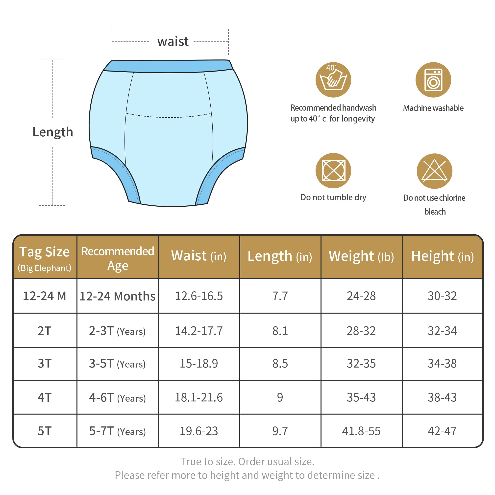 Ultra Wide Pee-Proof Side Wing Underpants 6 Pack BIG ELEPHANT Baby Potty Training Pants 