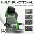 thumbnail image 4 of Dowinx Ergonomic Gaming Chair with Pocket Spring Cushion & Massage Lumbar Support - High Back Office Computer Chair with Footrest for Adults, 300LBS Capacity, Leather Design， Black and Green, 4 of 8