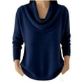 thumbnail image 6 of UTSJKR Womens Cowl Neck Sweater Soft Knit Long Sleeve Pullover Tops Winter Casual Solid Color Sweater Outfits Navy XL, 6 of 9