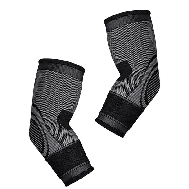 Naiovety Paquete de 2 coderas tejidas con soporte elástico, cómoda absorción de sudor, secado rápido, tenis, Golf, brazo, envoltura para el dolor Ropa Deportiva, Zapatos Negro SG Naiovety OD023130-06
