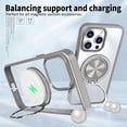 thumbnail image 2 of Shellify for iPhone 11 Pro Magnetic Case Transparent Clear Hard PC Back Rotating Ring Kickstand Anti-Yellowing Clear Compatible with Mag Safe iPhone 11 Pro Slim Fit Case,Gray, 2 of 6