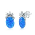 thumbnail image 1 of Beaux Bijoux Pineapple Design Created Blue Opal Tropical Fruit Stud Earrings Sterling Silver Jewelry for Women or Teens, 1 of 6