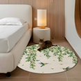 thumbnail image 3 of Round Area Rug 3 Ft, Spring Botanical Washable Non-Slip Circle Carpet for Living Room/Bedroom, Watercolor Leaves Flowers Birds Beige Low-Profile Small Floor Mats Collection Rugs for Indoor, 3 of 7