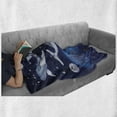 thumbnail image 6 of Zodiac Soft Flannel Fleece Throw Blanket, Space Image with Whales of Universe Theme Planetary Angles Print, Cozy Plush for Indoor and Outdoor Use, 50" x 60", Blue Grey, by Ambesonne, 6 of 6