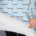 thumbnail image 3 of Oversized Wearable Blanket Hoodie,Light Blue Unicorn Rainbow Pattern Sherpa Blanket Hoodie with Super Pockets,Super Warm Fuzzy Pullover for Women & Men, 3 of 6