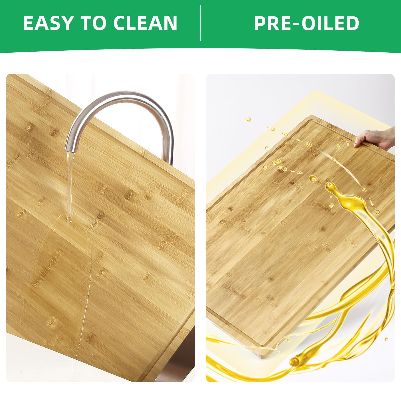 Ataucjin 30 x 20 Extra Large Bamboo Cutting Board, Wooden Cutting Board for Kitchen WithGroove and Handles, Over Sink Board Meat Cutting Board, Large Caving Board Charcuterie Board