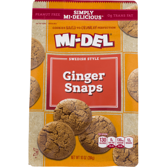 MI-DEL COOKIES, SWEDISH STYLE GINGER SNAPS, 10 OZ.
