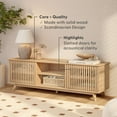 thumbnail image 3 of Plank+Beam Mid Century Modern Solid Wood TV Stand with 2 Doors, Blonde, 3 of 13
