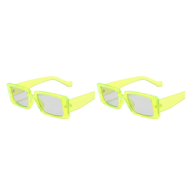kurtrusly Rectangular Lightweight Frame Protection For Fashionable Look PC Materials Eyeglasses SHINY GREEN frame 2Set